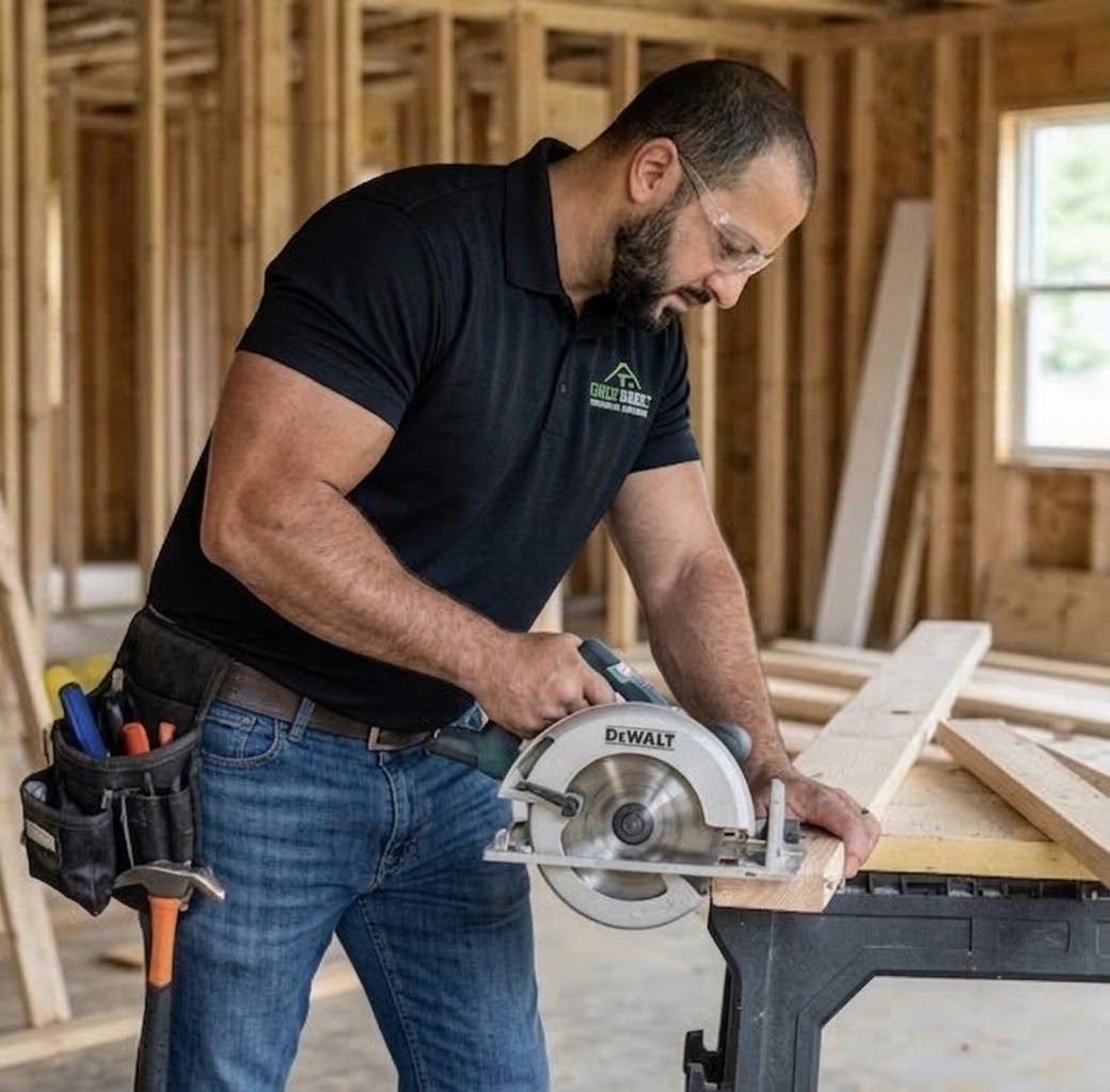 Chaz walking a homeowner through the plans on site